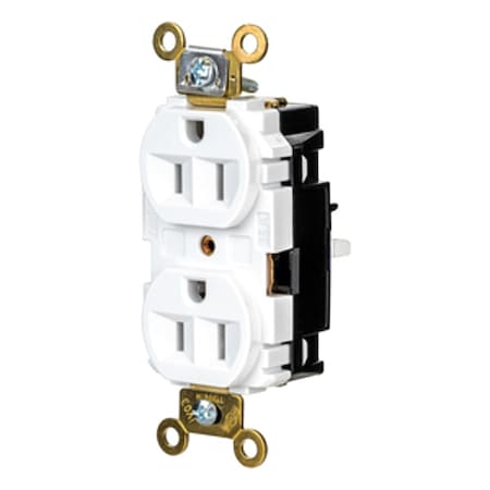 Hubbell Wiring Device-Kellems Straight Blade Receptacle, 5-15R, 15 A, 125V AC, 2 Pole, 3 Wire, Surface Mount, Grounded HBL5262STW