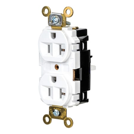 Hubbell Wiring Device-Kellems Straight Blade Receptacle, 5-20R, 20 A, 125V AC, 2 Pole, 3 Wire, Surface Mount, Grounded HBL5362STW