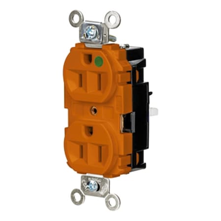 Hubbell Wiring Device-Kellems Straight Blade Receptacle, 5-15R, 15 A, 125V AC, 2 Pole, 3 Wire, Surface Mount, Grounded HBL8200STO