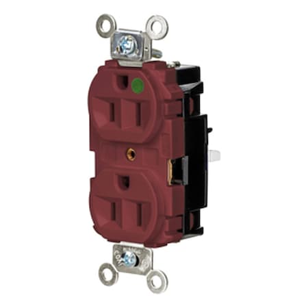 Hubbell Wiring Device-Kellems Straight Blade Receptacle, 5-15R, 15 A, 125V AC, 2 Pole, 3 Wire, Surface Mount, Grounded HBL8200STR
