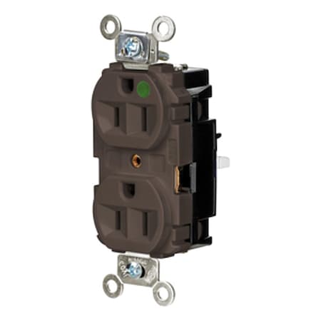 Hubbell Wiring Device-Kellems Straight Blade Receptacle, 5-15R, 15 A, 125V AC, 2 Pole, 3 Wire, Surface Mount, Grounded HBL8200ST