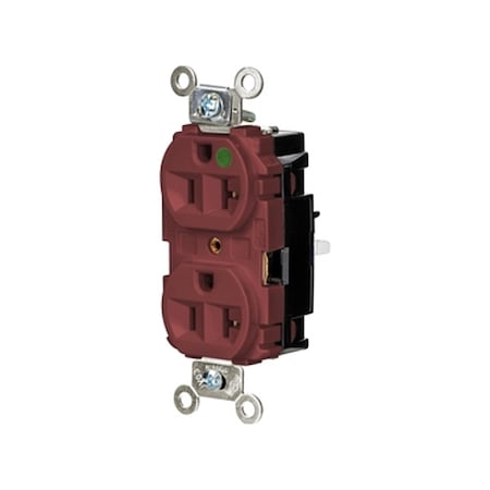 Hubbell Wiring Device-Kellems Straight Blade Receptacle, 5-20R, 20 A, 125V AC, 2 Pole, 3 Wire, Surface Mount, Grounded HBL8300STR