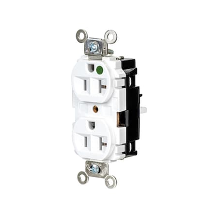 Hubbell Wiring Device-Kellems Straight Blade Receptacle, 5-20R, 20 A, 125V AC, 2 Pole, 3 Wire, Surface Mount, Grounded HBL8300STW