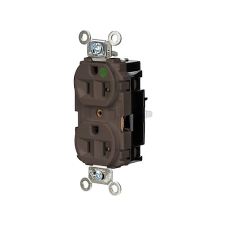 Hubbell Wiring Device-Kellems Straight Blade Receptacle, 5-20R, 20 A, 125V AC, 2 Pole, 3 Wire, Surface Mount, Grounded HBL8300ST