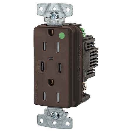 Hubbell Wiring Device-Kellems USB Receptacle, Brown, 1/2 hp USB8200CPD