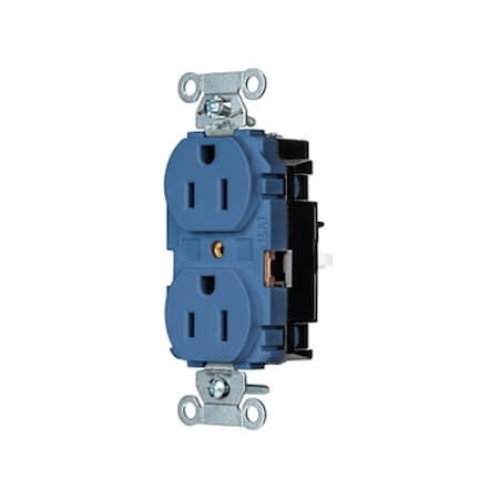 Hubbell Wiring Device-Kellems Straight Blade Receptacle, 5-15R, 15 A, 125V AC, 2 Pole, 3 Wire, Surface Mount, Grounded 5252STBL