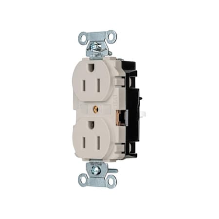 Hubbell Wiring Device-Kellems Straight Blade Receptacle, 5-15R, 15 A, 125V AC, 2 Pole, 3 Wire, Surface Mount, Grounded 5252STLA