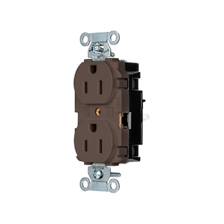 Hubbell Wiring Device-Kellems Straight Blade Receptacle, 5-15R, 15 A, 125V AC, 2 Pole, 3 Wire, Surface Mount, Grounded 5252ST