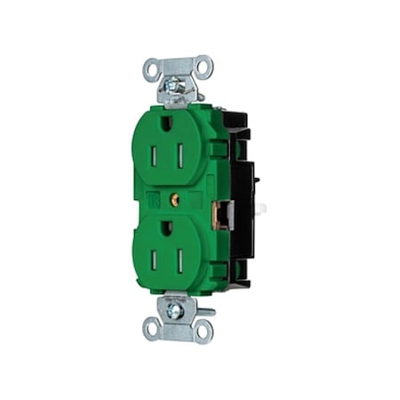 Hubbell Wiring Device-Kellems Straight Blade Receptacle, 5-15R, 15 A, 125V AC, 2 Pole, 3 Wire, Surface Mount, Grounded 5262STGNTR