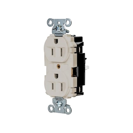 Hubbell Wiring Device-Kellems Straight Blade Receptacle, 5-15R, 15 A, 125V AC, 2 Pole, 3 Wire, Surface Mount, Grounded 5262STLA