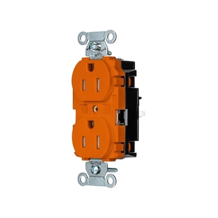 Hubbell Wiring Device-Kellems Straight Blade Receptacle, 5-15R, 15 A, 125V AC, 2 Pole, 3 Wire, Surface Mount, Grounded 5262STOTR
