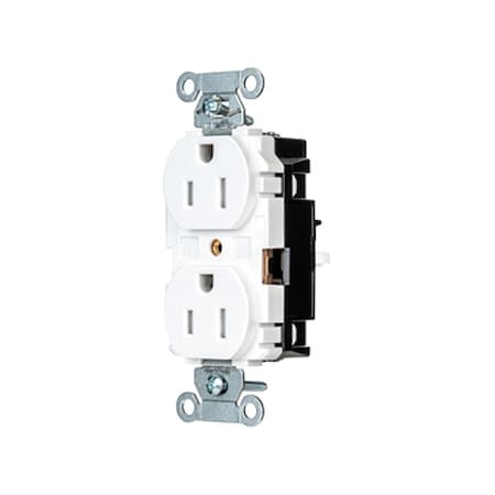 Hubbell Wiring Device-Kellems Straight Blade Receptacle, 5-15R, 15 A, 125V AC, 2 Pole, 3 Wire, Surface Mount, Grounded 5262STWTR