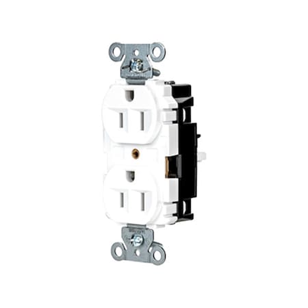 Hubbell Wiring Device-Kellems Straight Blade Receptacle, 5-15R, 15 A, 125V AC, 2 Pole, 3 Wire, Surface Mount, Grounded 5262STW
