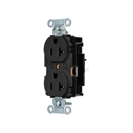 Hubbell Wiring Device-Kellems Straight Blade Receptacle, 5-20R, 20 A, 125V AC, 2 Pole, 3 Wire, Surface Mount, Grounded 5352STBK