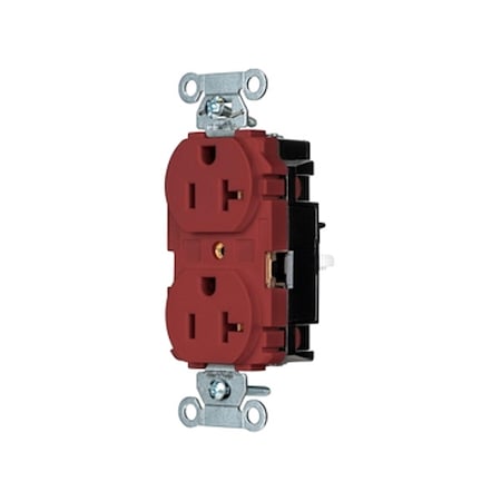 Hubbell Wiring Device-Kellems Duplex Straight Blade Receptacle, 5-20R, 20 A, 125V AC, 2 Pole, 3 Wire, Surface Mount, Grounded 5352STR