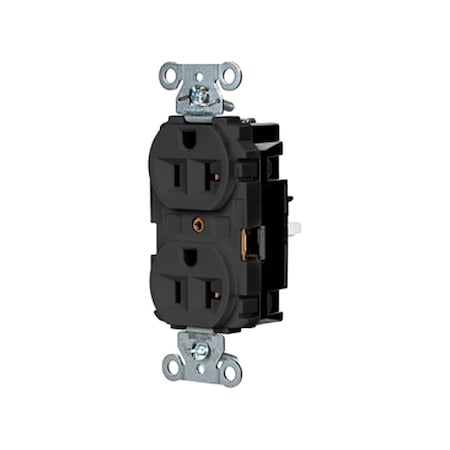Hubbell Wiring Device-Kellems Straight Blade Receptacle, 5-20R, 20 A, 125V AC, 2 Pole, 3 Wire, Surface Mount, Grounded 5362STBK