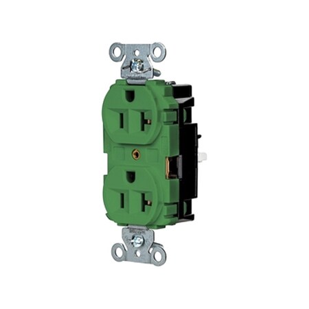 Hubbell Wiring Device-Kellems Straight Blade Receptacle, 5-20R, 20 A, 125V AC, 2 Pole, 3 Wire, Surface Mount, Grounded 5362STGN