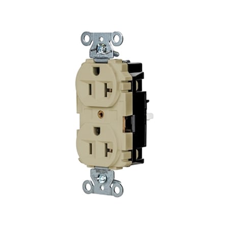 Hubbell Wiring Device-Kellems Straight Blade Receptacle, 5-20R, 20 A, 125V AC, 2 Pole, 3 Wire, Surface Mount, Grounded 5362STI