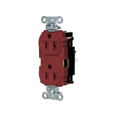 Hubbell Wiring Device-Kellems Duplex Straight Blade Receptacle, 5-20R, 20 A, 125V AC, 2 Pole, 3 Wire, Surface Mount, Grounded 5362STR