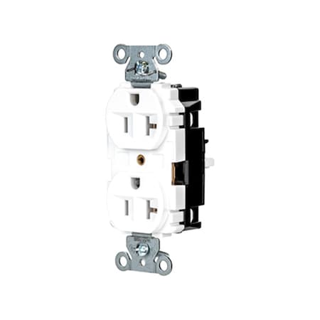 Hubbell Wiring Device-Kellems Straight Blade Receptacle, 5-20R, 20 A, 125V AC, 2 Pole, 3 Wire, Surface Mount, Grounded 5362STW
