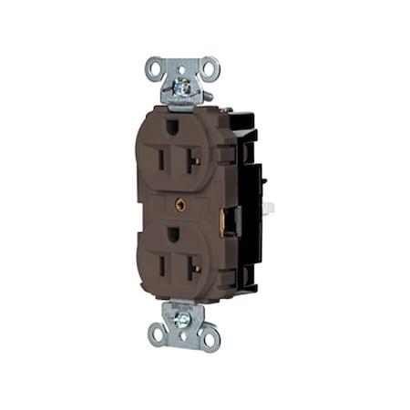 Hubbell Wiring Device-Kellems Duplex Straight Blade Receptacle, 5-20R, 20 A, 125V AC, 2 Pole, 3 Wire, Surface Mount, Grounded 5362ST