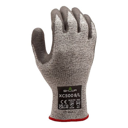 Showa Knit Gloves, Cut Level A5 , Polyurethane , Rough , L 1 PR XC500L-08