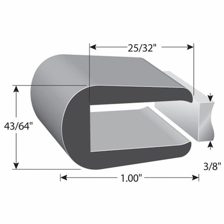 Trim-Lok Rubber Edge Trim, 50ft L, 11/16 in W X1016-50