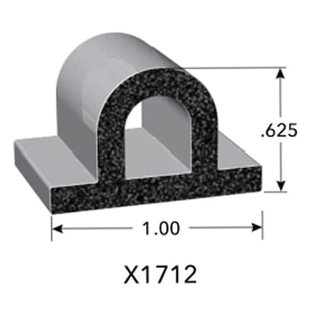 Trim-Lok Seal, EPDM Rubber, Black, 25 ft L X1712BT-25