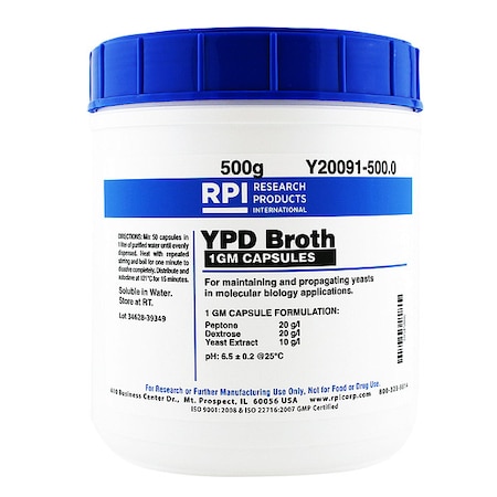 Rpi YPD Broth, 500g, PK500 Y20091-500.0