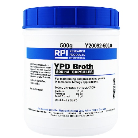 Rpi YPD Broth, 500g, PK20 Y20092-500.0