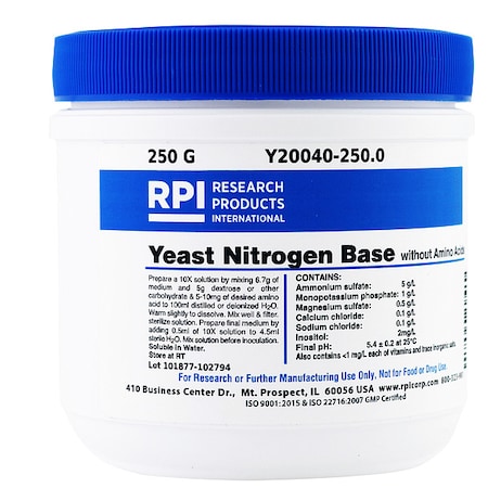 Rpi Yeast Nitrogen Base w/ Amino Acids, 250g Y20040-250.0