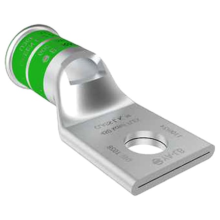 Burndy One-Hole Compression Lug, 500 kcmil Max, 5/8 in Stud, Standard Barrel, Copper, Green YA36LB