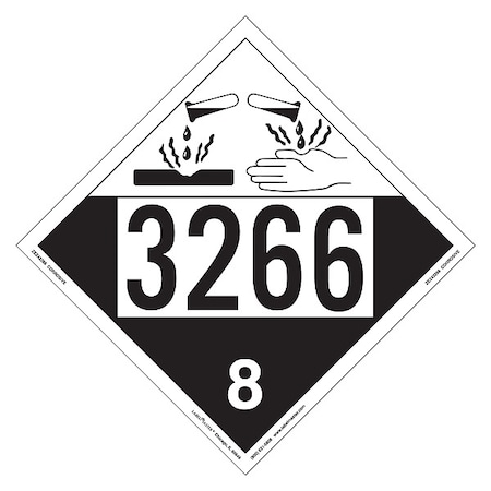 Labelmaster Corrosive Placard, 3266, Vinyl, 25 PK ZEZ43266
