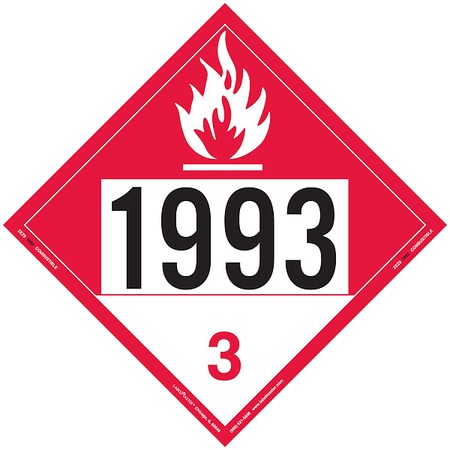 Labelmaster Combustible Liquid Placard, 1993, Vinyl, 25 PK ZEZ91993