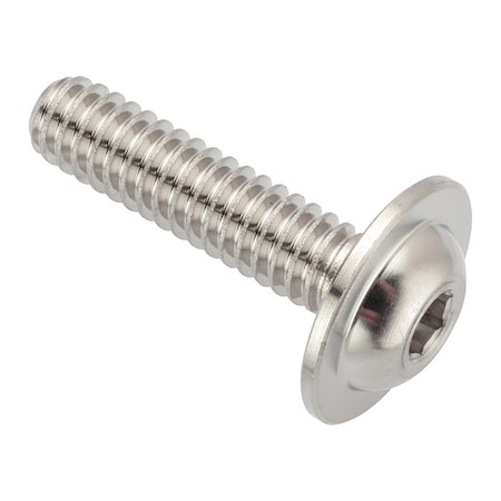 Zoro Select 1/4"-20 x Machine Screw, Button Flanged, Plain 316 Stainless Steel ZFB393