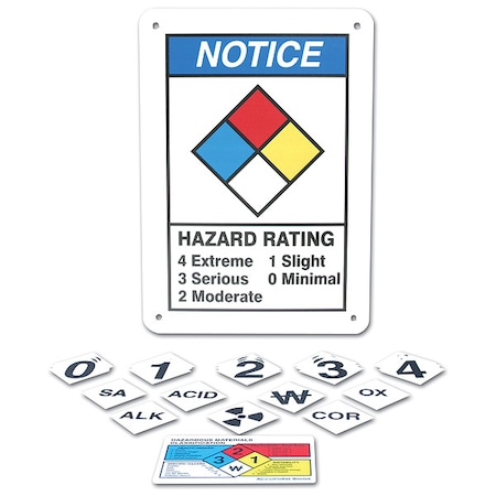Accuform NFPA Sign, NFPA Diamond Hazard Rating 4 Extreme, 3 Serious, 2 Moderate, 1 Slight, 0 Minimal, 7 in W ZFD812VA
