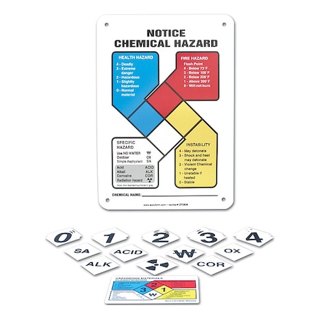 Accuform NFPA Sign, NFPA Notice Chemical Hazard Sign, 7 in W, 10 in H ZFD814VA