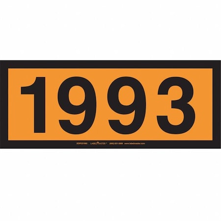 Labelmaster Orange Panel Placard, 1993, Vinyl, 25 PK ZOPEZ1993