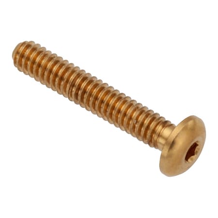Zoro Select #3-56 Socket Head Cap Screw, Button, Plain Brass, 1/2 in Length ZSB55003F08