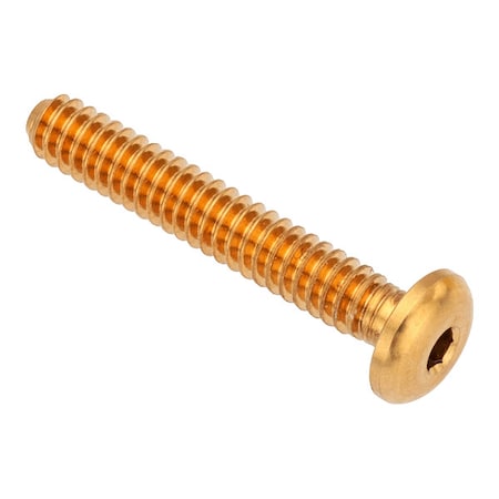 Zoro Select #10-32 Socket Head Cap Screw, Button, Plain Brass, 1 in Length ZSB55010F16