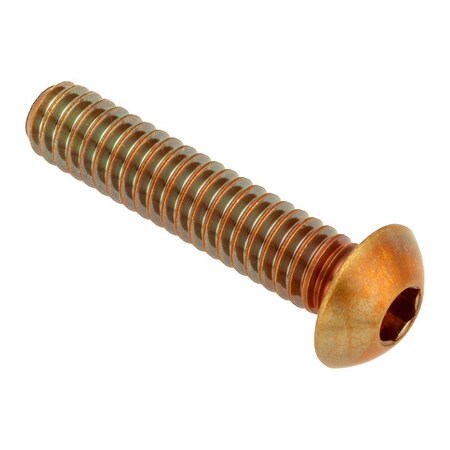 Zoro Select 1/4"-28 Socket Head Cap Screw, Button, Plain Brass, 1-1/8 in Length ZSB55014F18