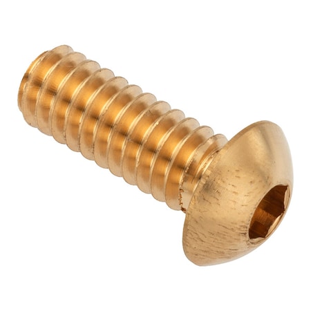 Zoro Select 1/4"-28 Socket Head Cap Screw, Button, Plain Brass, 5/8 in Length ZSB55014F10