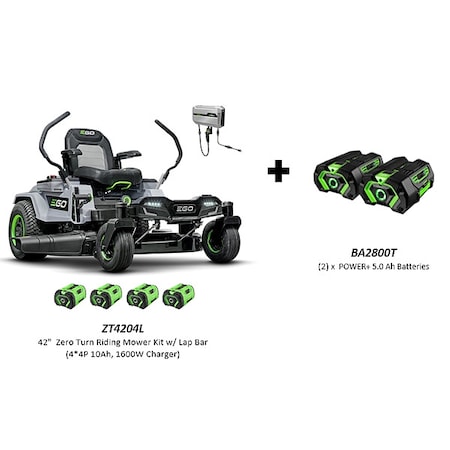 Ego EGO 42" Riding Mower and 2 Batteries ZT4204L, BA2800T(2)