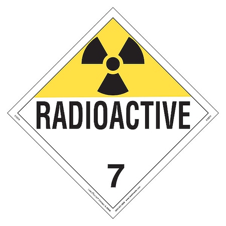 Labelmaster Radioactive Placard, Radioactive, Vinyl, 25 PK Z-EZ7R