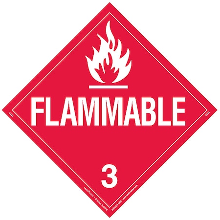Labelmaster Flammable Liquid Placard, Flammable, Vinyl, 25 PK Z-EZ2