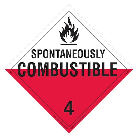 Labelmaster Spontaneously Combustible Placard, Spontaneously Combustible, Vinyl, 25 PK Z-EZ21