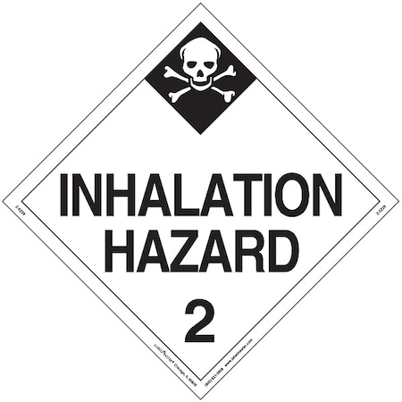 Labelmaster Inhalation Hazard Placard, Inhalation Hazard 2, Vinyl, 25 PK Z-EZ28