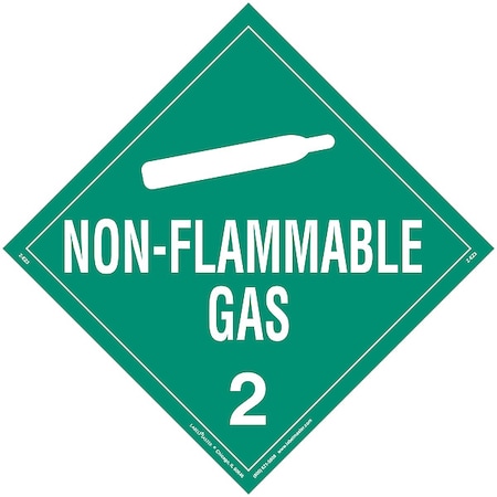 Labelmaster Non-Flammable Gas Placard, Non-Flammable Gas, Vinyl, 25 PK Z-EZ3