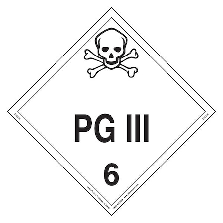 Labelmaster PG III Placard, PG III, Vinyl, 25 PK Z-EZ32R