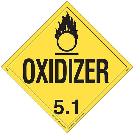 Labelmaster Oxidizer Placard, Oxidizer, Vinyl, 25 PK Z-PVX